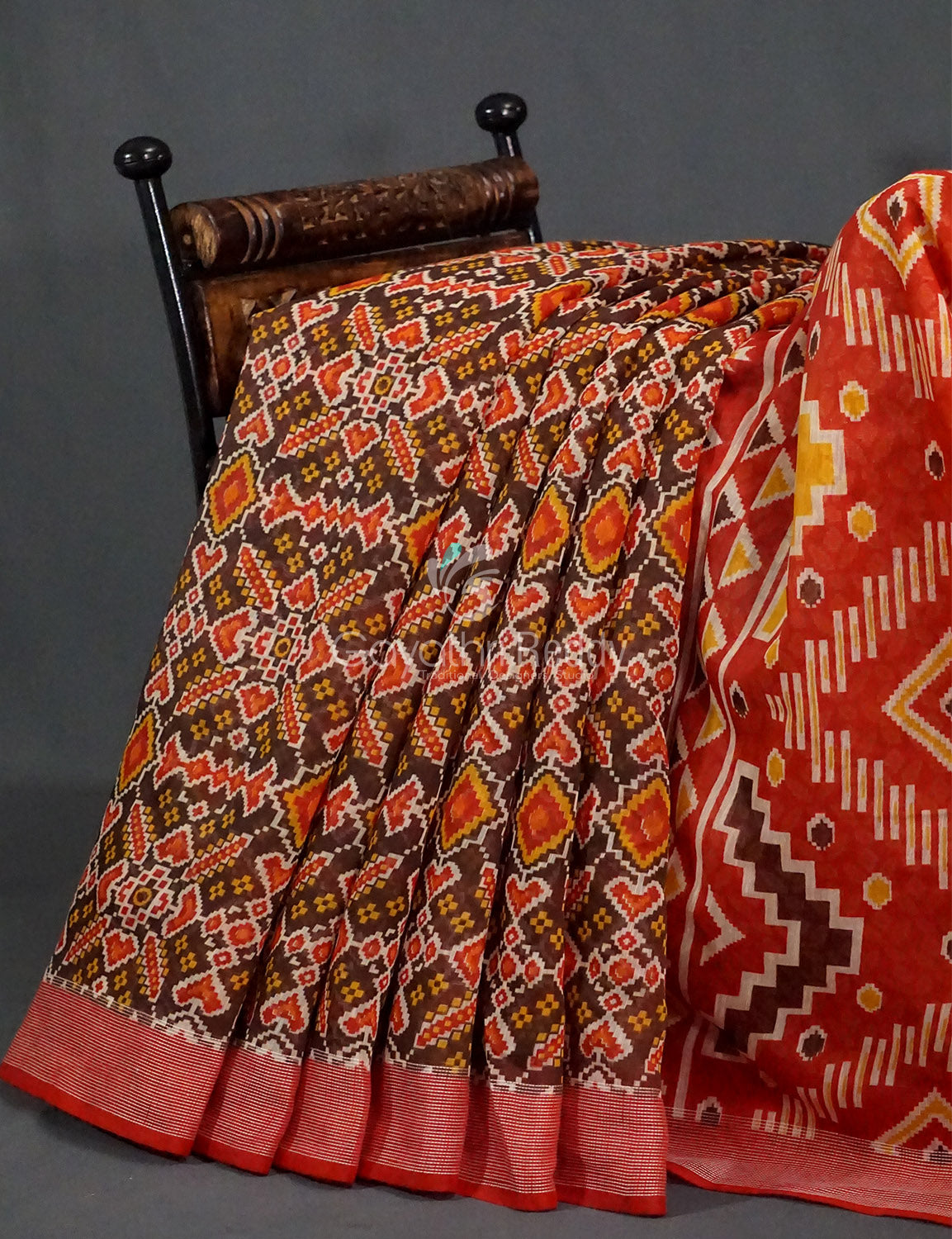 Shades of Mehendi Green Patola Print Semi Chanderi Saree By Gayathri Reddy Designer Studio - Distacart