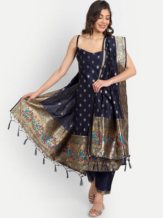 Kalini Shoulder Straps Woven Design Kurta with Trousers & With Dupatta - Distacart