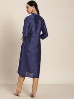 Thumbnail for Sangria Women Navy Blue Solid Straight Kurta - Distacart