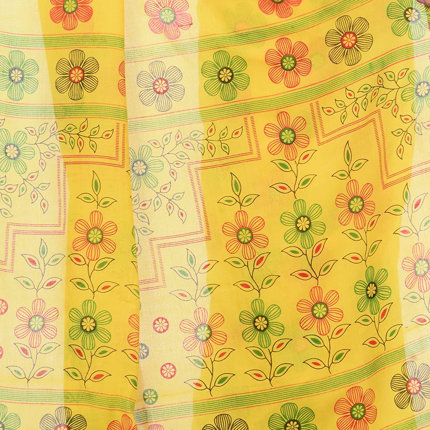 Desh Bidesh Women's Pure Cotton Flower Printed Designer Handloom Saree With Blouse Piece - Distacart