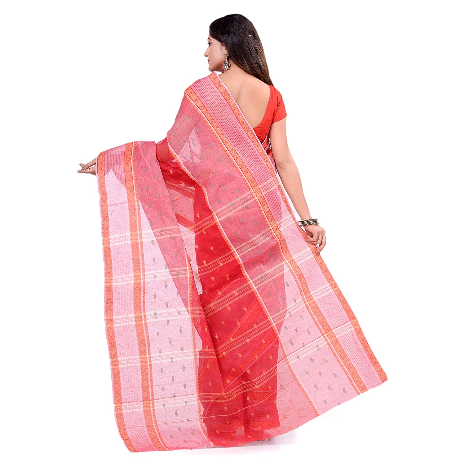 Desh Bidesh Women's Bengal Tant Devdas Design Pure Handloom Cotton Saree Without Blouse Piece - Distacart