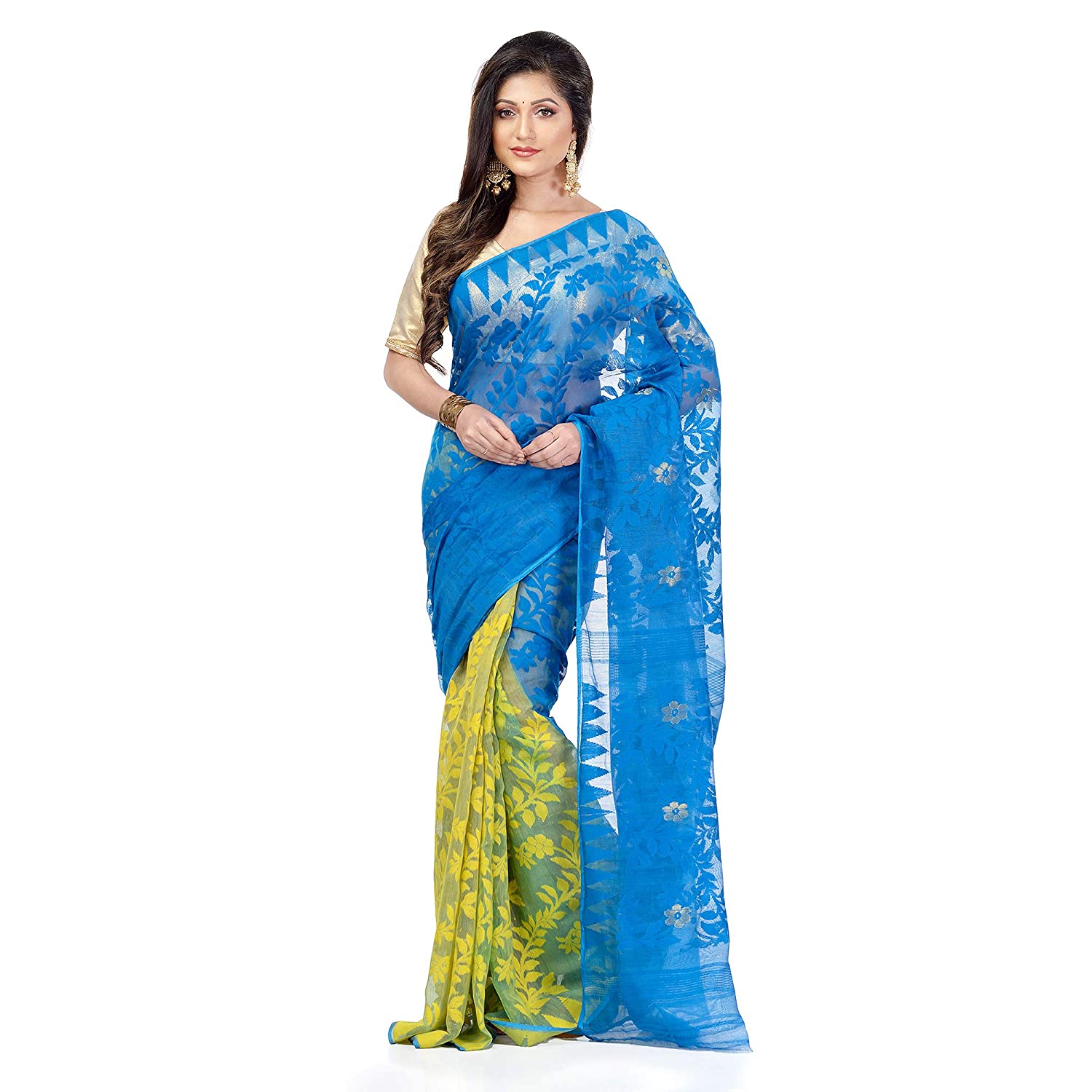 Desh Bidesh Women's Traditional Bengal Tant Handloom Dhakai Jamdani Cotton Saree - Distacart