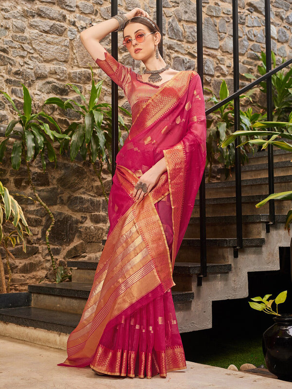 Kalini Geometric Woven Design Zari Detail Saree - Distacart