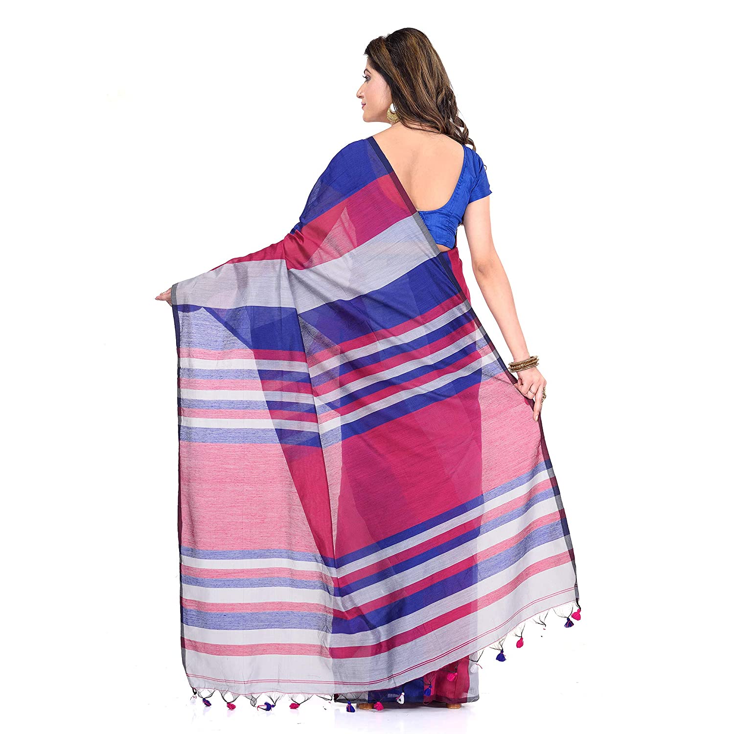 Desh Bidesh Women's Cotton Silk Bengal Half-Half Ghicha Handloom Woven Saree With Blouse Piece - Distacart