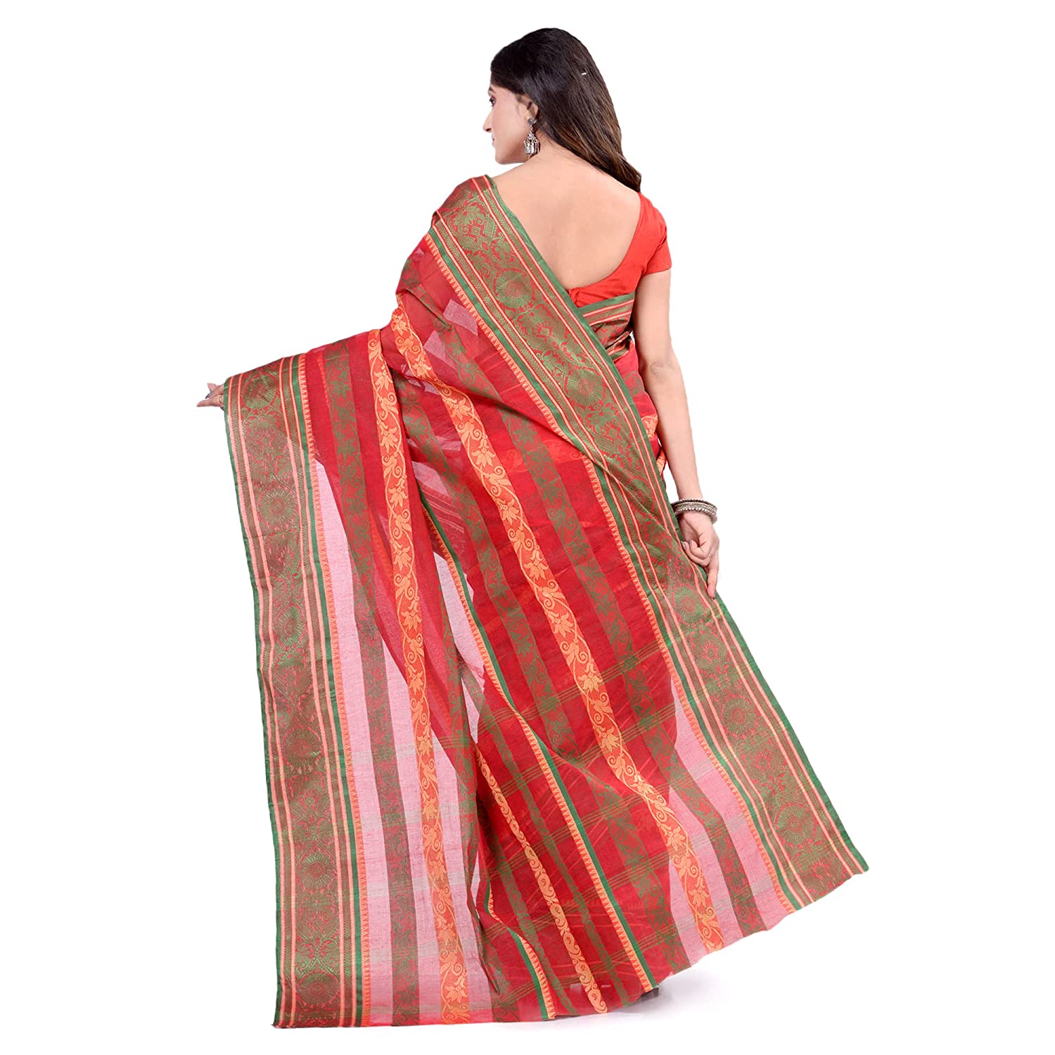 Desh Bidesh Women's Traditional Bengal Tant Pure Handloom Cotton Saree Blossom Design Without Blouse Piece - Distacart