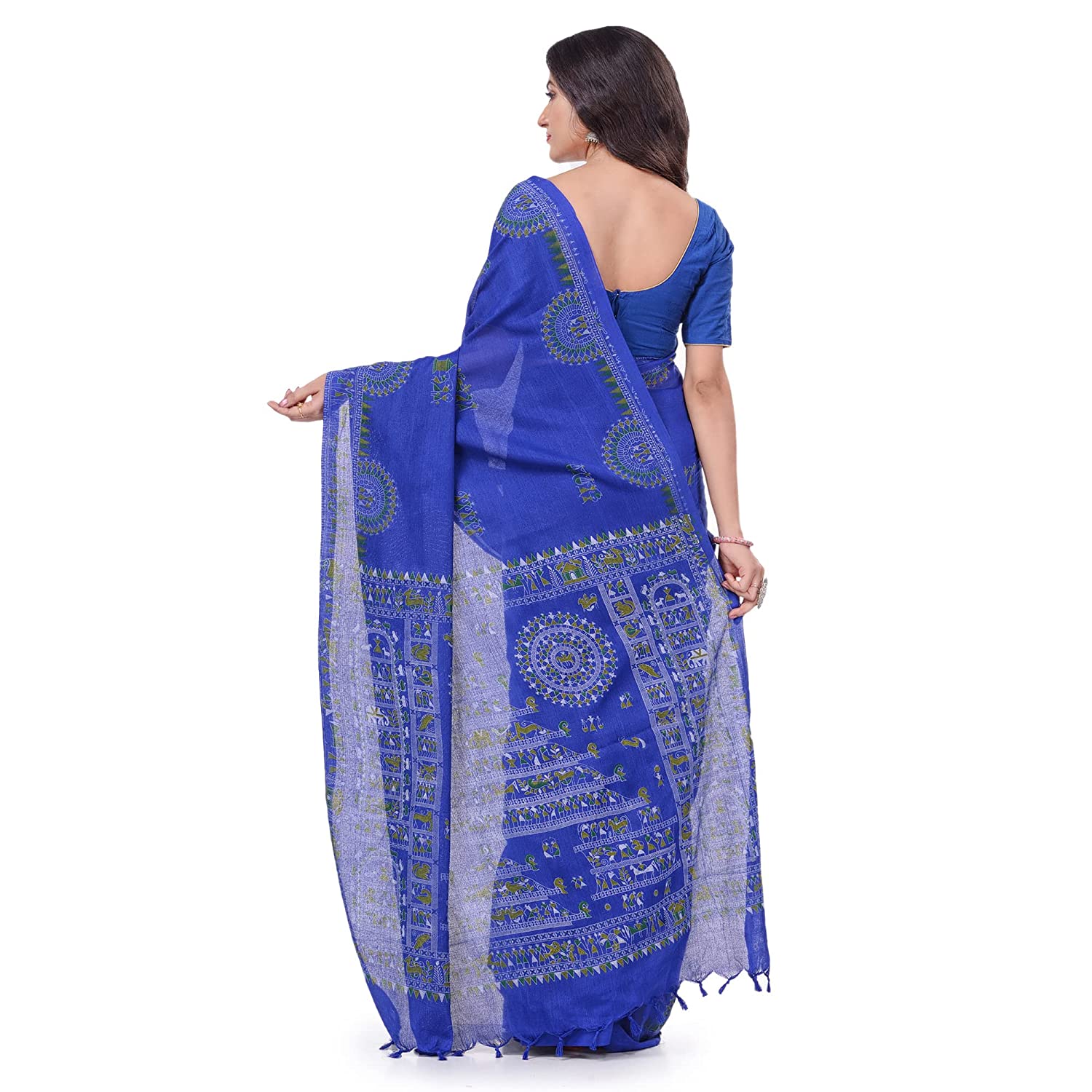 Desh Bidesh Women's Pure Cotton Tribal Art Warli Printed Designer Handloom Saree With Blouse Piece - Distacart