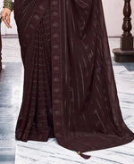 Thumbnail for Brown Georgette Swaroski Work Saree With Unstitched Blouse Piece - Juhi - Distacart