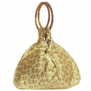 Ethnic Clutch Silk Potli Batwa Pouch Bag with Metal Bead work - Distacart