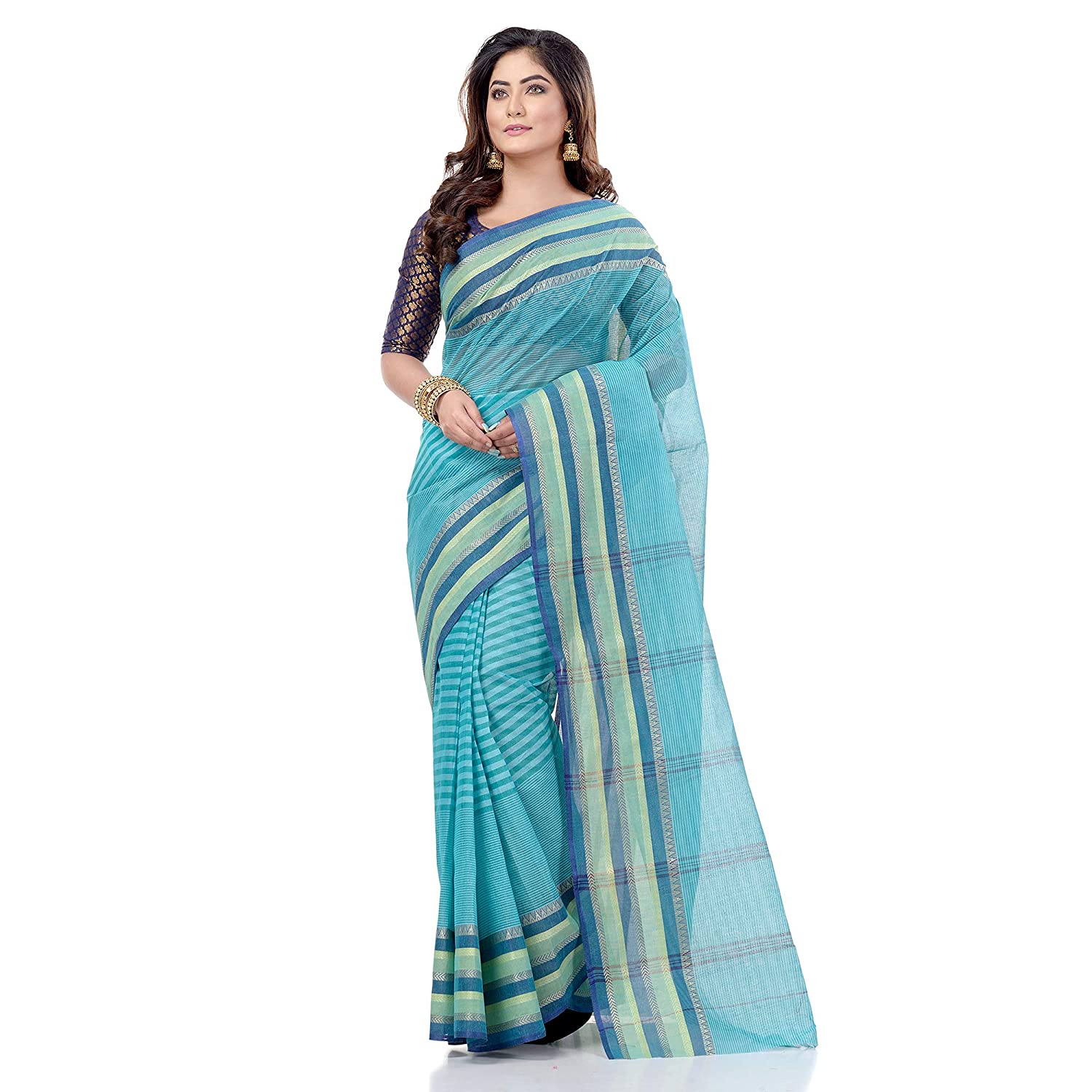 Desh Bidesh Bengal Cotton Women's Bengal Tant Khejur Chori Design Pure Handloom Cotton Saree Without Blouse Piece - Distacart