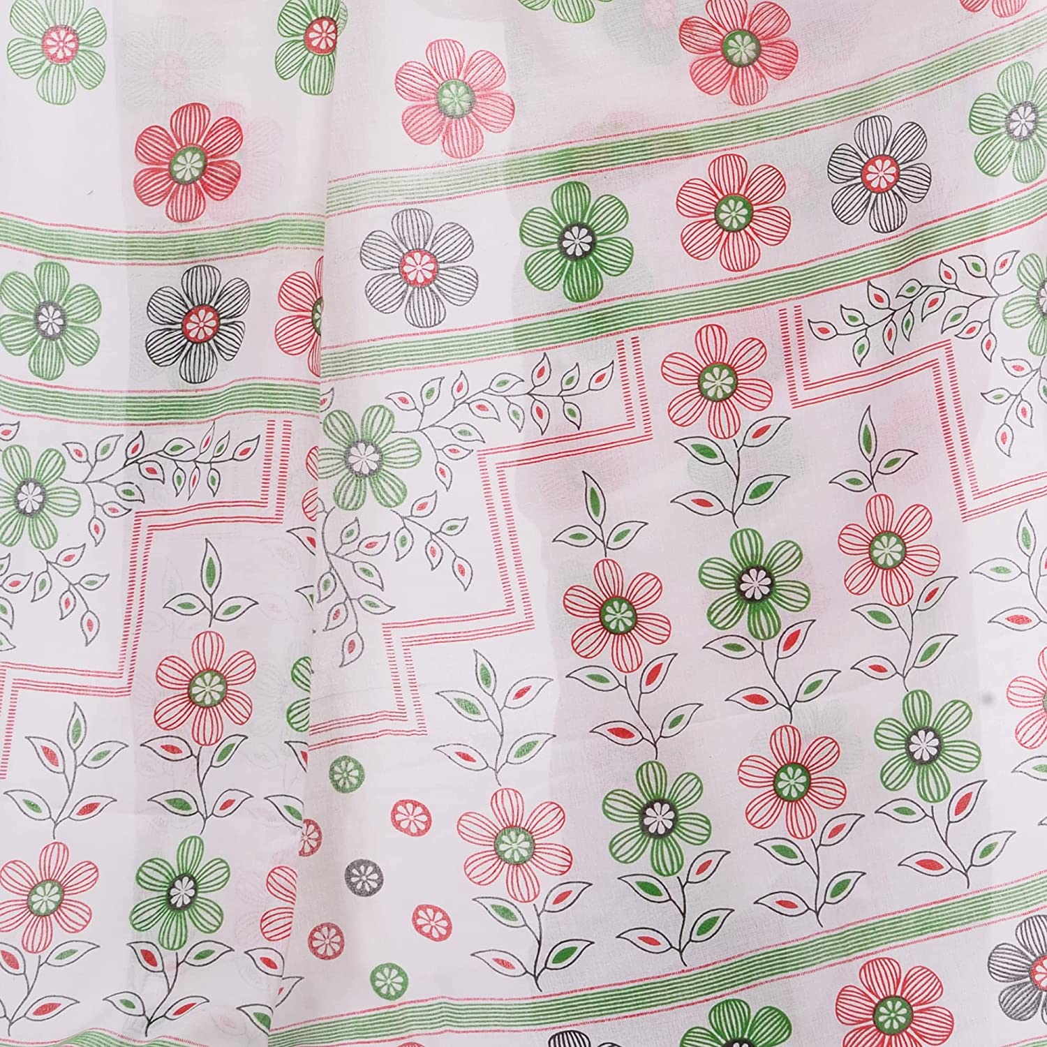 Desh Bidesh Women's Pure Cotton Flower Printed Designer Handloom Saree With Blouse Piece - Distacart