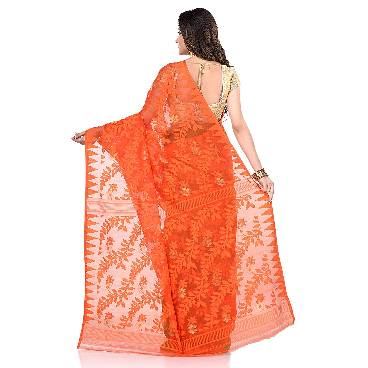 Desh Bidesh Women's Tant Handloom Soft Dhakai Jamdani Cotton Saree Whole Body Design - Distacart