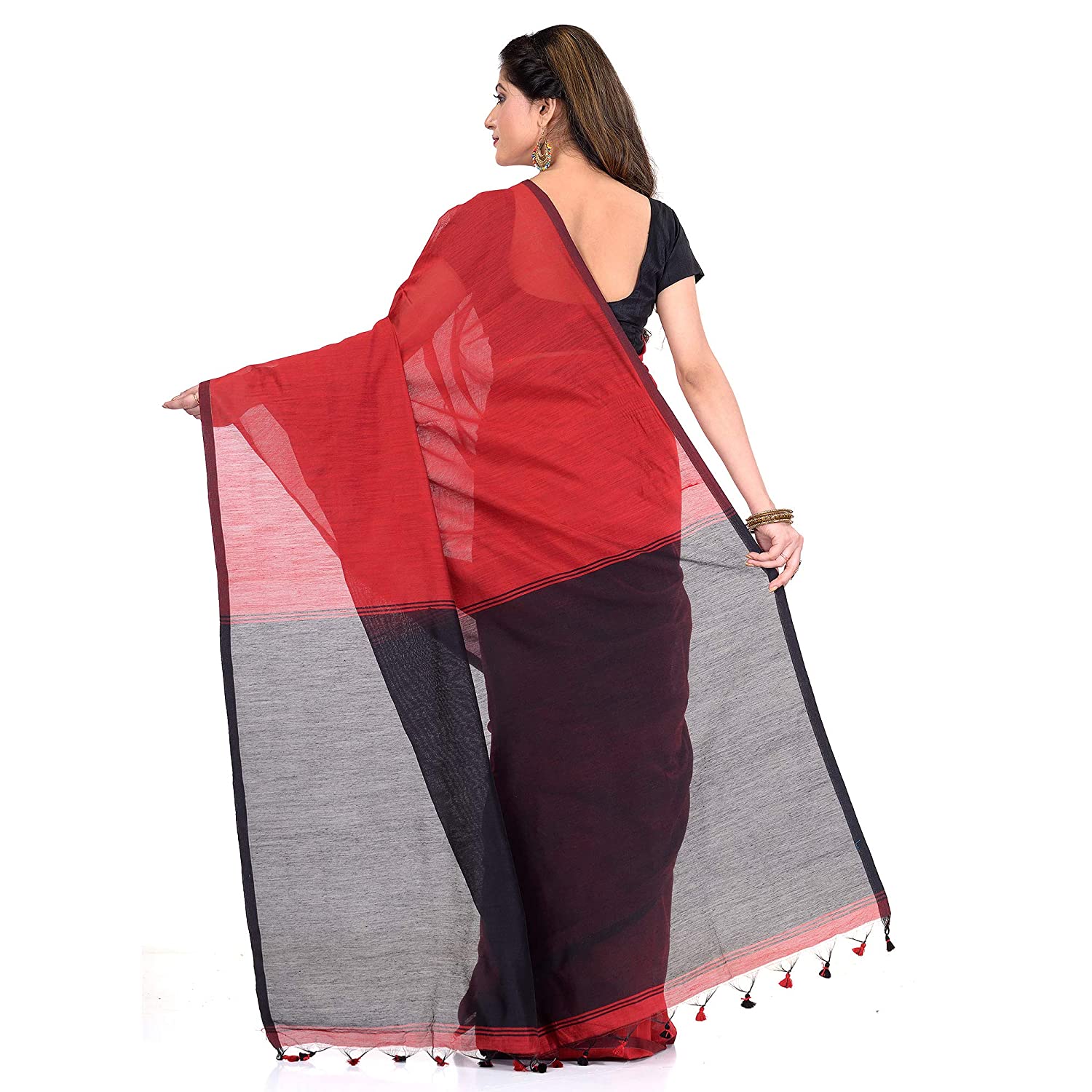 Desh Bidesh Women's Cotton Silk Bengal Half-Half Ghicha Handloom Woven Saree With Blouse Piece - Distacart