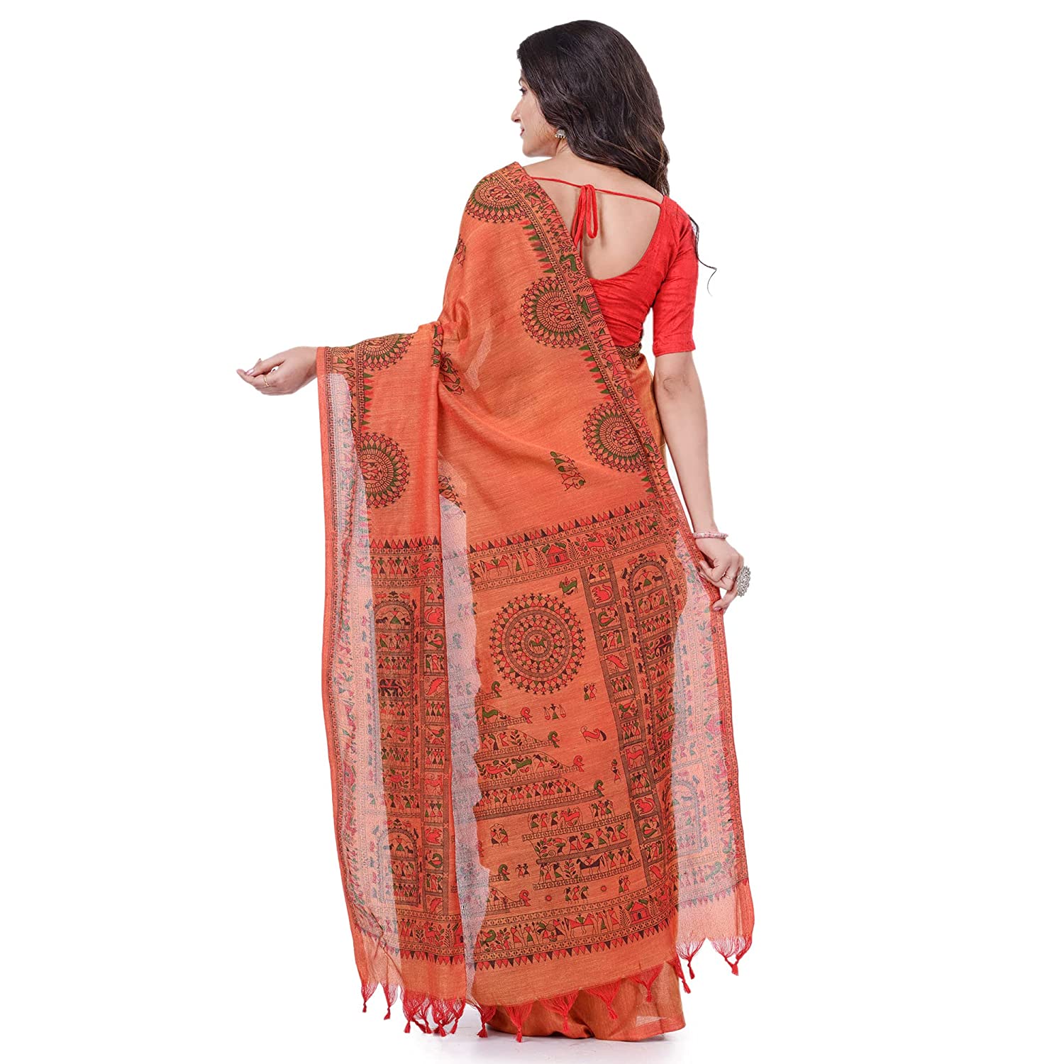 Desh Bidesh Women's Pure Cotton Tribal Art Warli Printed Designer Handloom Saree With Blouse Piece - Distacart