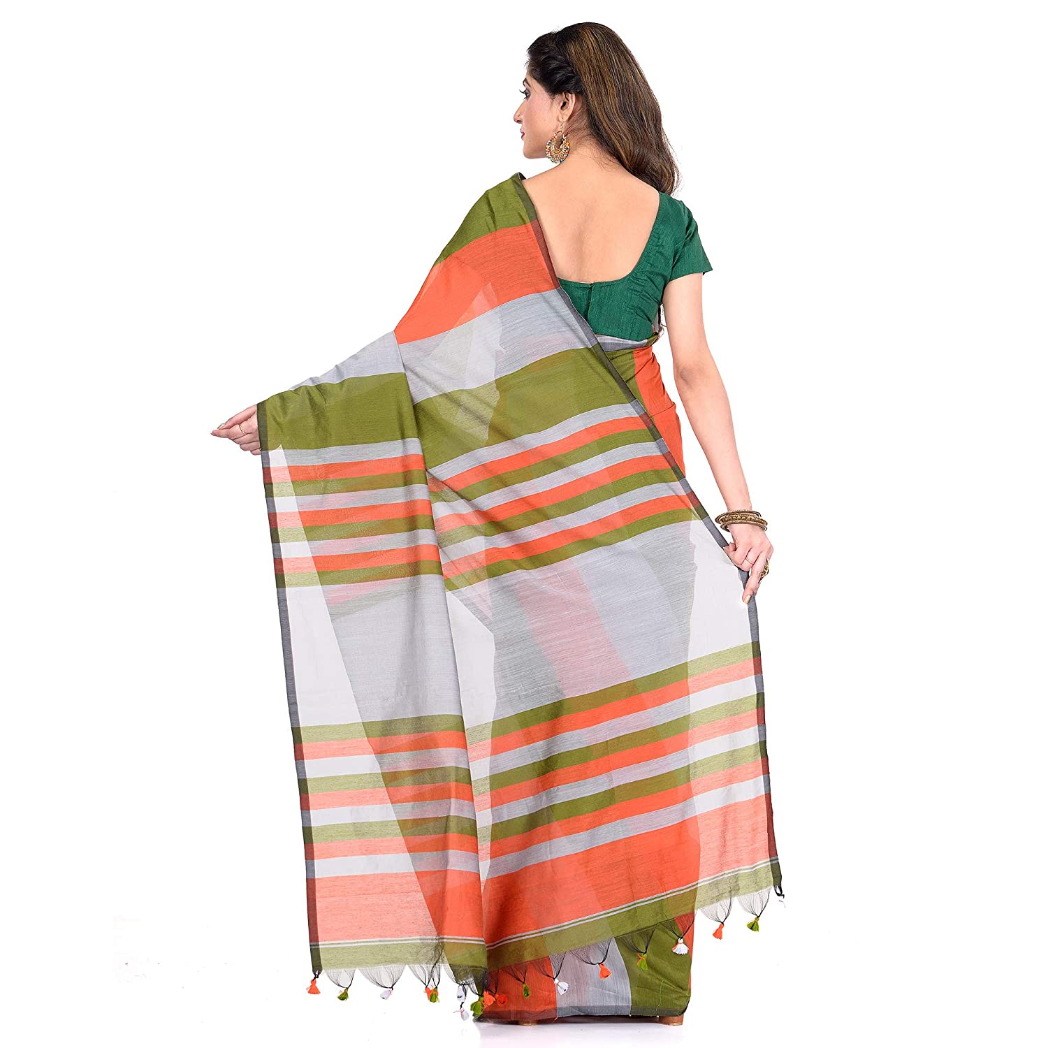 Desh Bidesh Women's Cotton Silk Bengal Half-Half Ghicha Handloom Woven Saree With Blouse Piece - Distacart