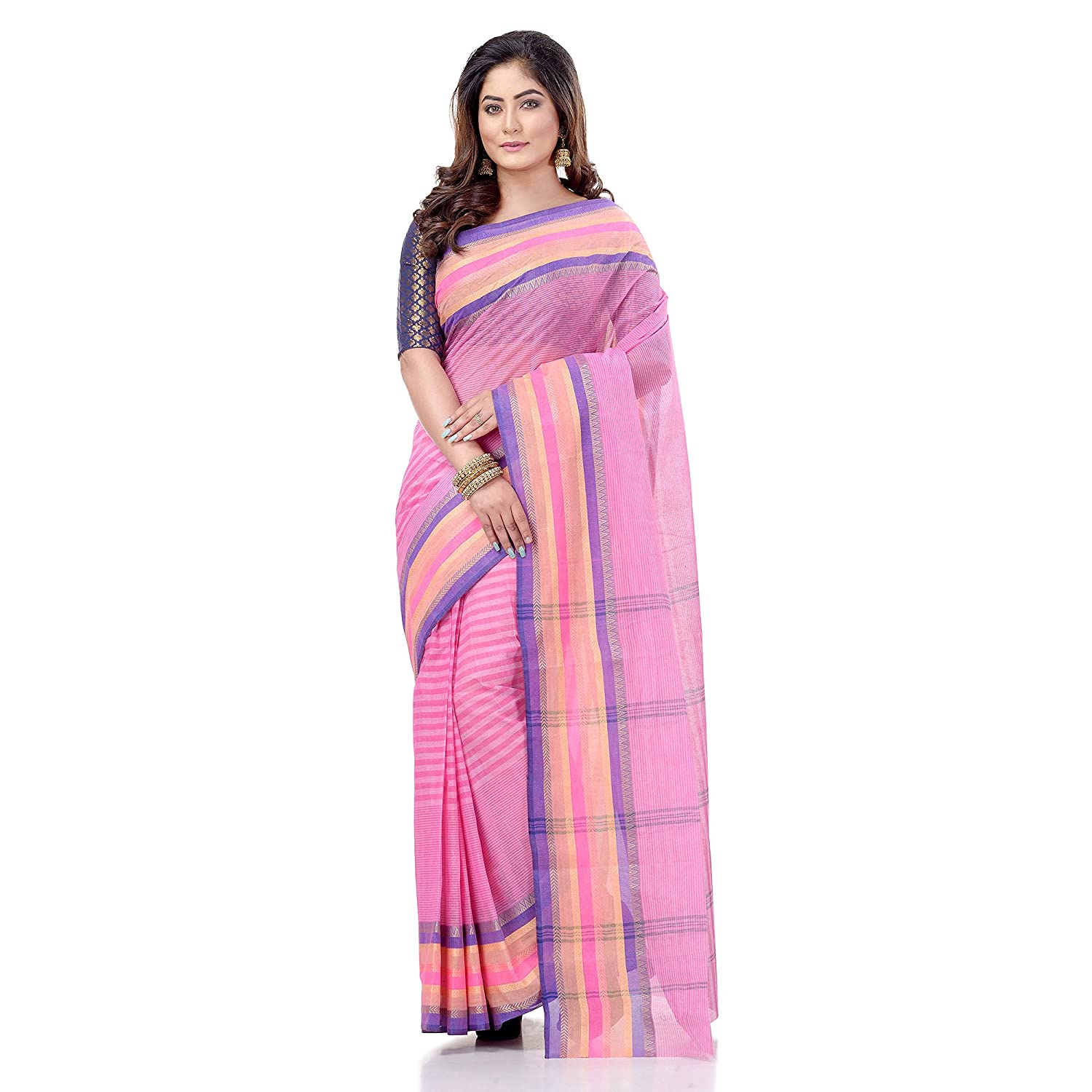 Desh Bidesh Bengal Cotton Women's Bengal Tant Khejur Chori Design Pure Handloom Cotton Saree Without Blouse Piece - Distacart