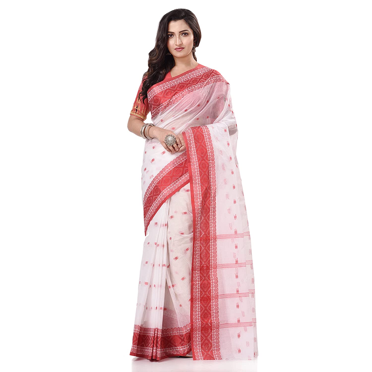 Desh Bidesh Women's Traditional Bengal Tant Kolkatara Design Pure Handloom Cotton Saree - Distacart