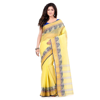 Desh Bidesh Women's Traditional Bengal Tant Pure Handloom Cotton Saree Pushpolata Woven Design Without Blouse - Distacart
