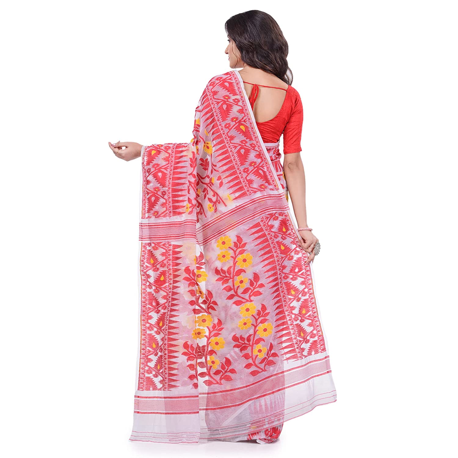 Desh Bidesh Bengal Cotton Tant Women's Bengal Handloom Tant Soft Dhakai Jamdani Cotton Saree Whole Body Design - Distacart