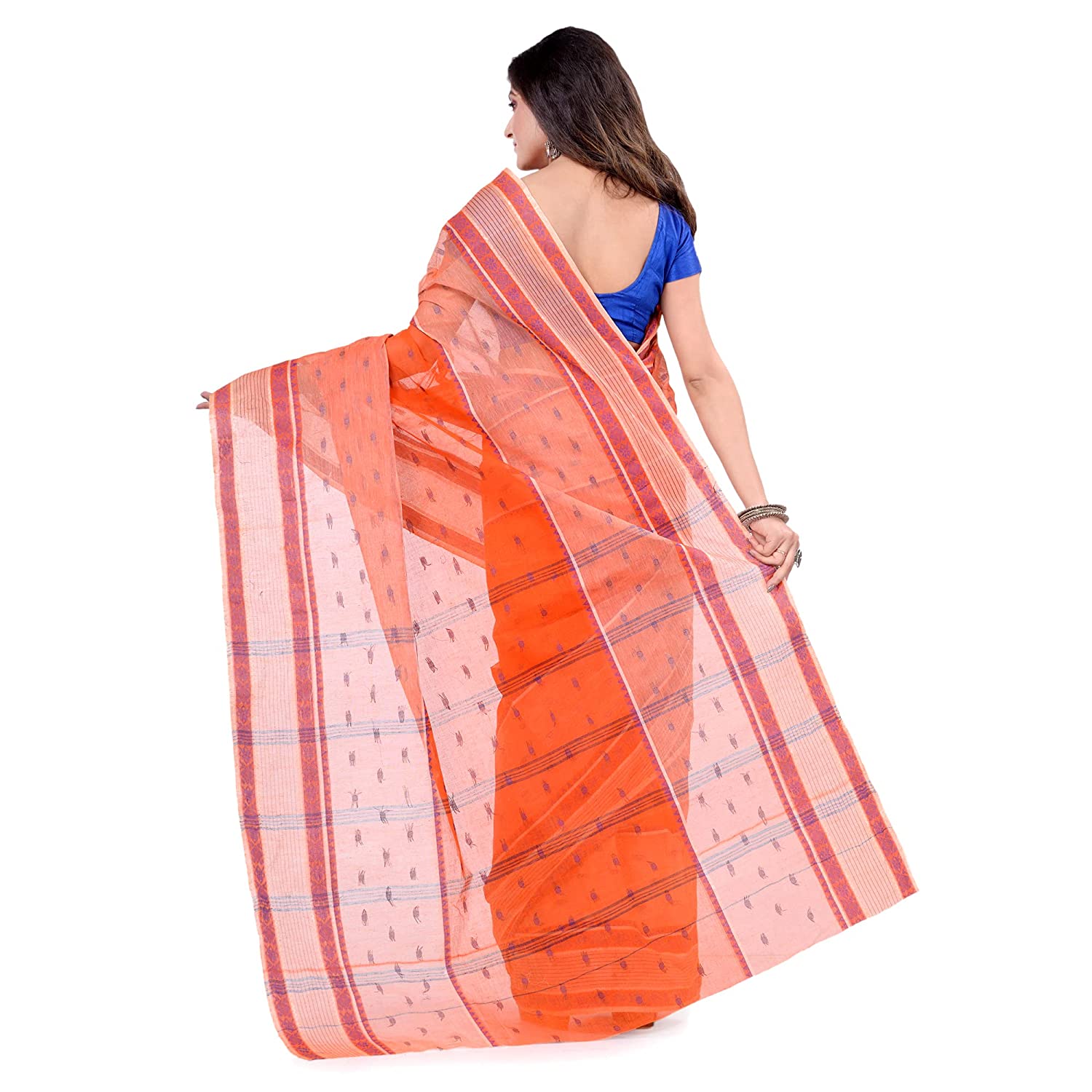 Desh Bidesh Women's Bengal Tant Devdas Design Pure Handloom Cotton Saree Without Blouse Piece - Distacart