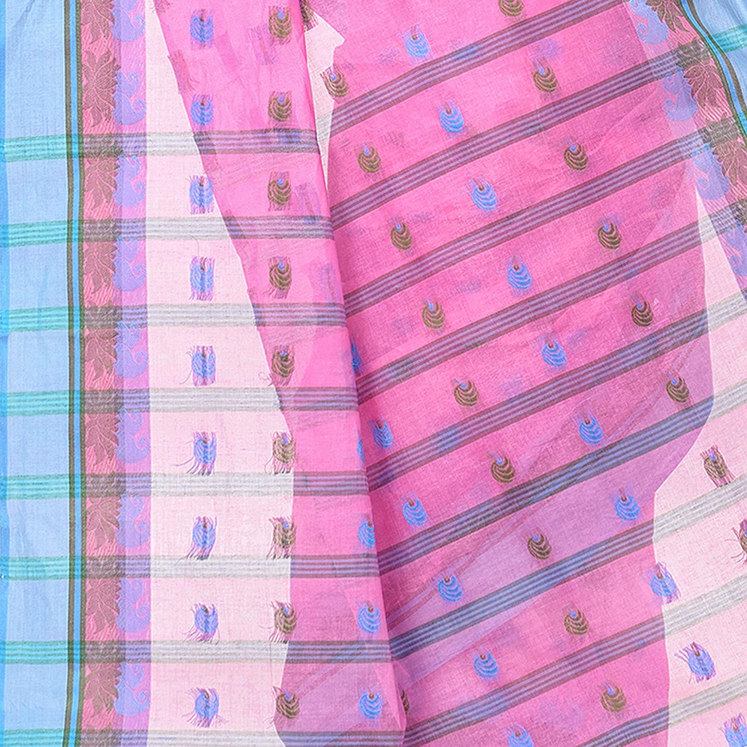 Desh Bidesh Women's Traditional Bengal Tant Woven Lotus Kolka Design Pure Cotton Handloom Saree Without Blouse Piece - Distacart