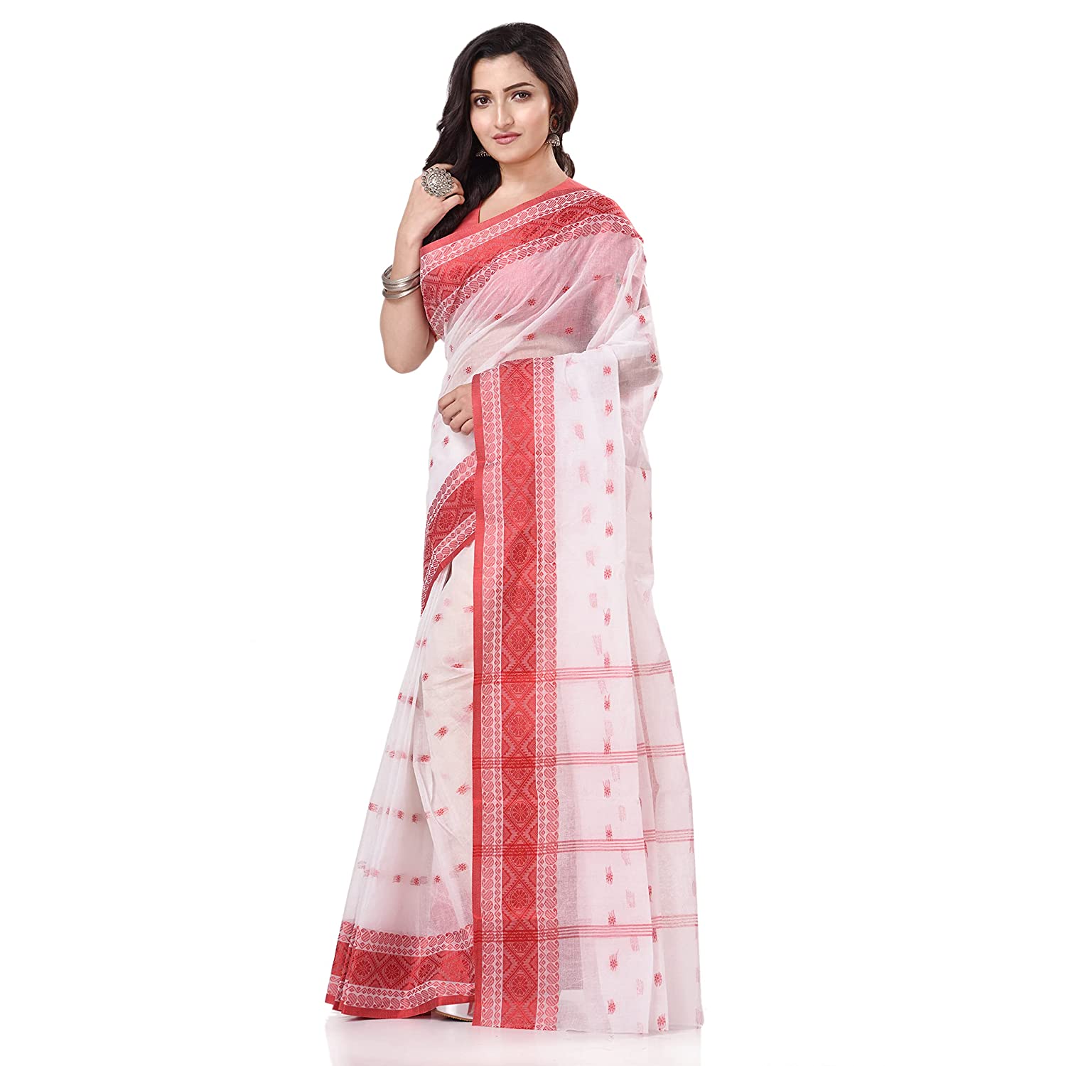 Desh Bidesh Women's Traditional Bengal Tant Kolkatara Design Pure Handloom Cotton Saree - Distacart