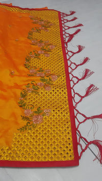 Thumbnail for Sarvadarshi Fashion Women'S Satin Silk Blend Orange Pink Color Saree