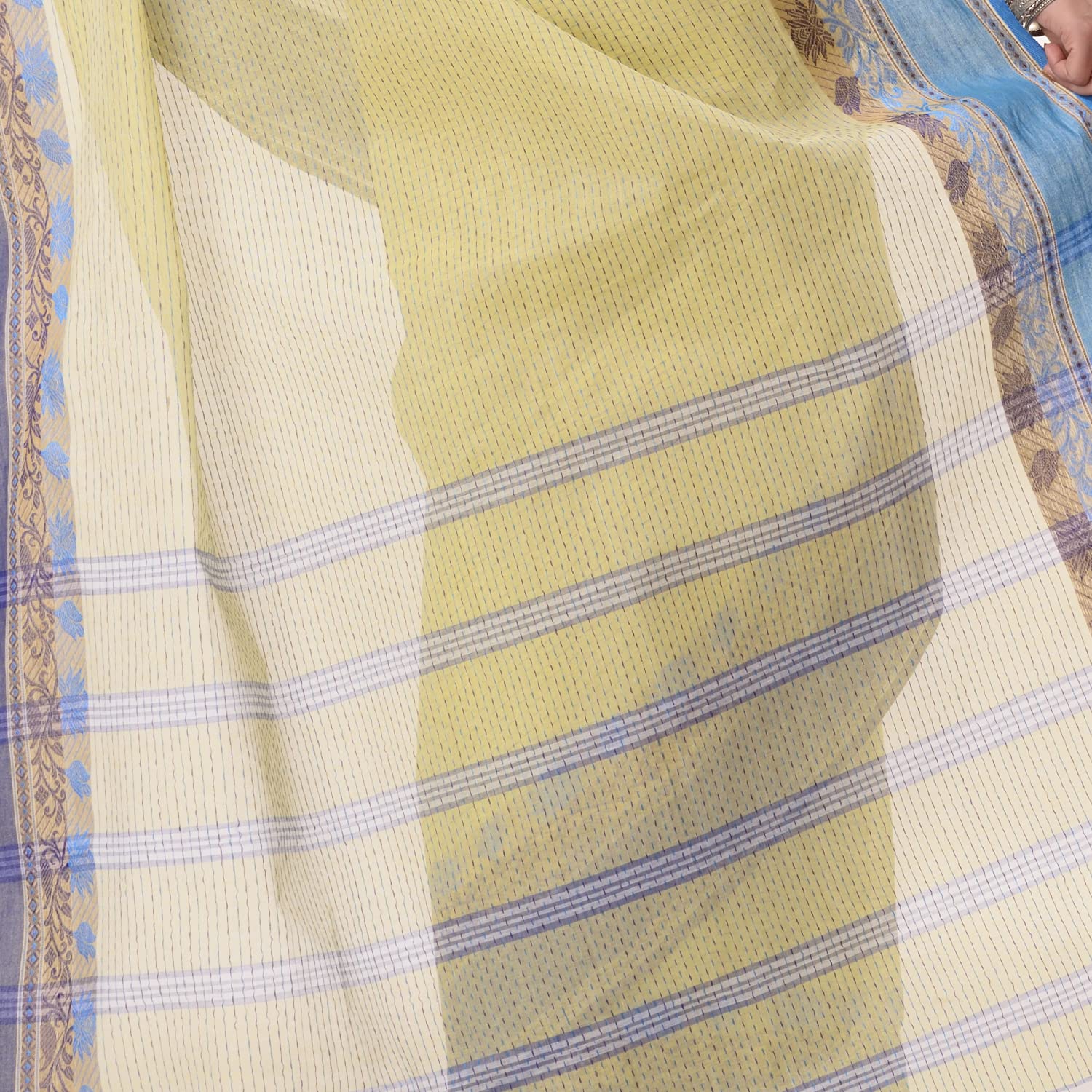 Desh Bidesh Women's Traditional Bengal Tant Pure Handloom Cotton Saree Jol Torongo Woven Design Without Blouse Piece - Distacart