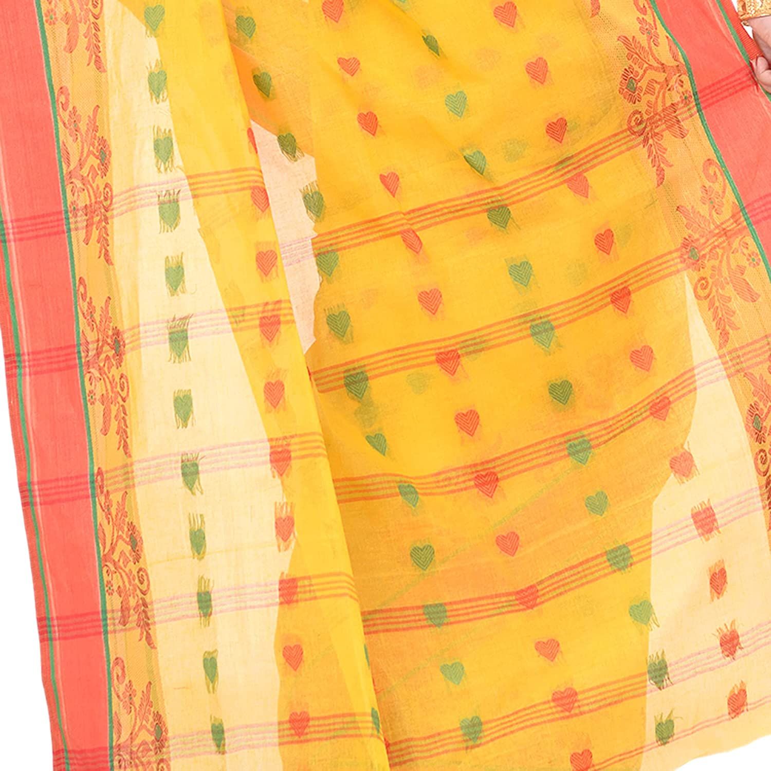 Desh Bidesh Women's Traditional Bengal Tant Woven Ranisaheba Design Pure Handloom Cotton Saree Without Blouse Piece - Distacart