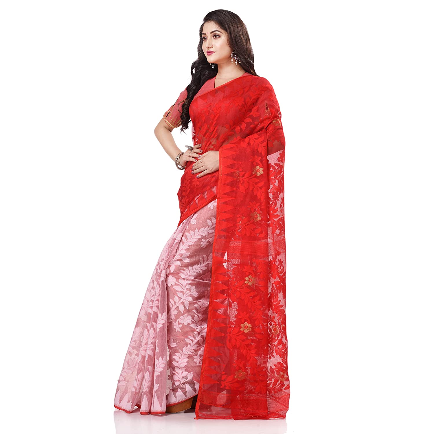 Desh Bidesh Bengal Cotton Tant Women's Bengal Handloom Tant Soft Dhakai Jamdani Cotton Saree Whole Body Design - Distacart