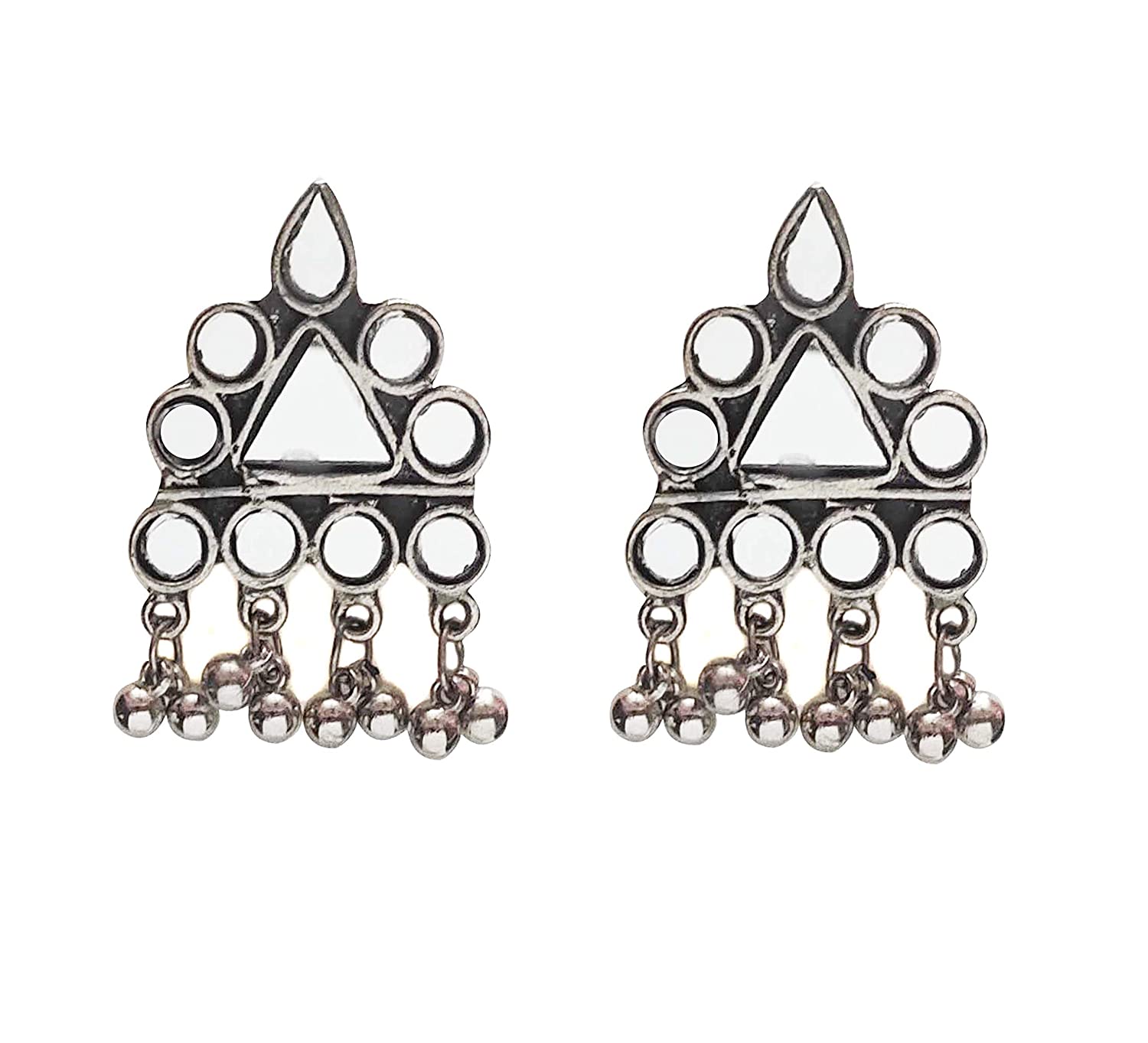 Silver-Plated Alloy Long Kundan Studded Silver Oxidised Necklace - The Pari - Distacart