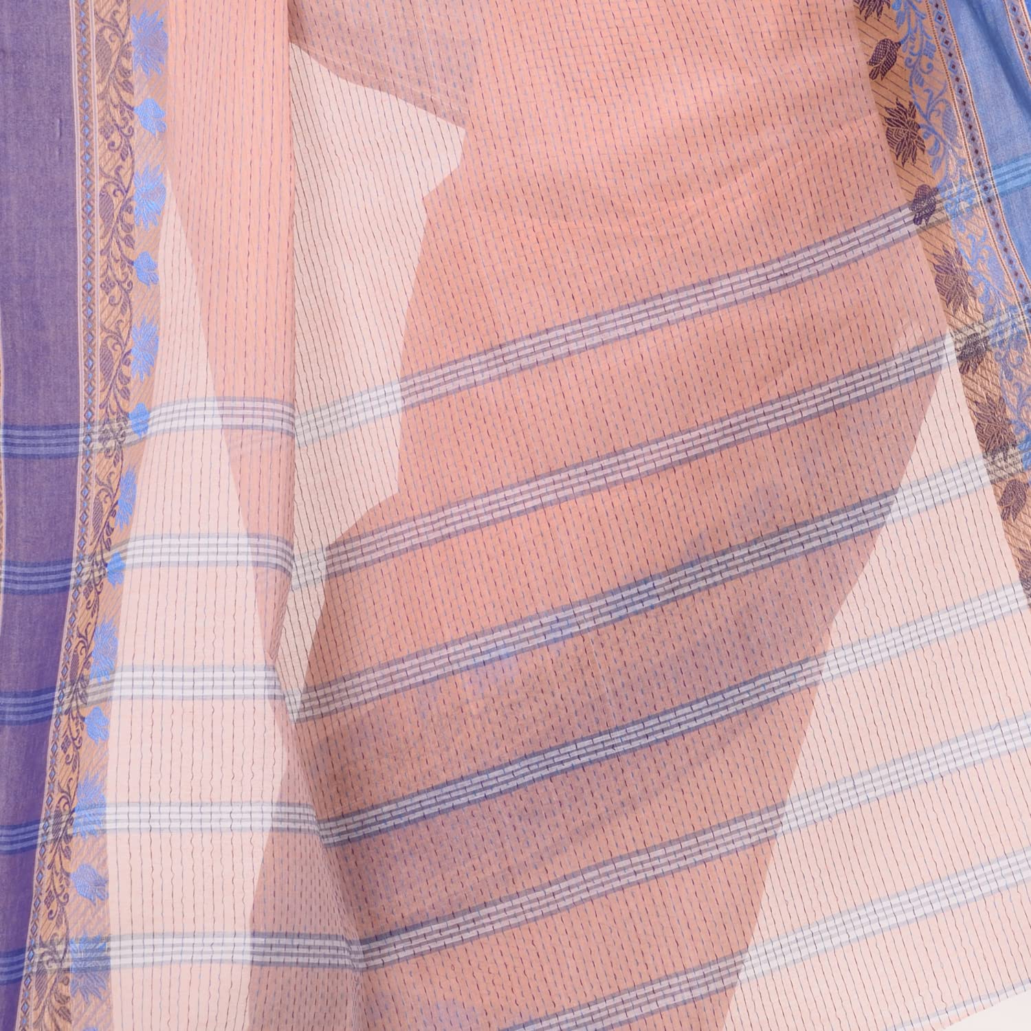 Desh Bidesh Women's Traditional Bengal Tant Pure Handloom Cotton Saree Jol Torongo Woven Design Without Blouse Piece - Distacart