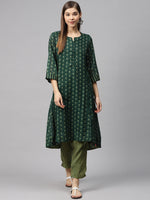 Thumbnail for Biba Women Green Printed Kurta with Trousers - Distacart