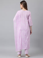 Thumbnail for Khushal K Women Purple Panelled Kurta with Trousers & With Dupatta - Distacart