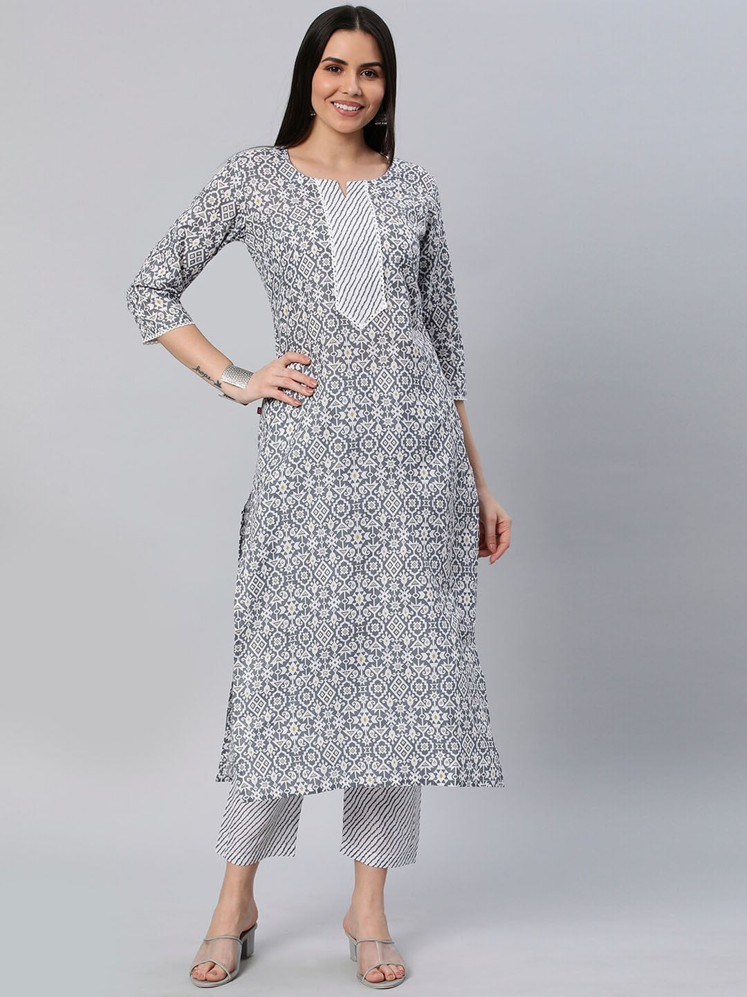 Kalini Ethnic Motifs Printed Kurta with Trousers - Distacart