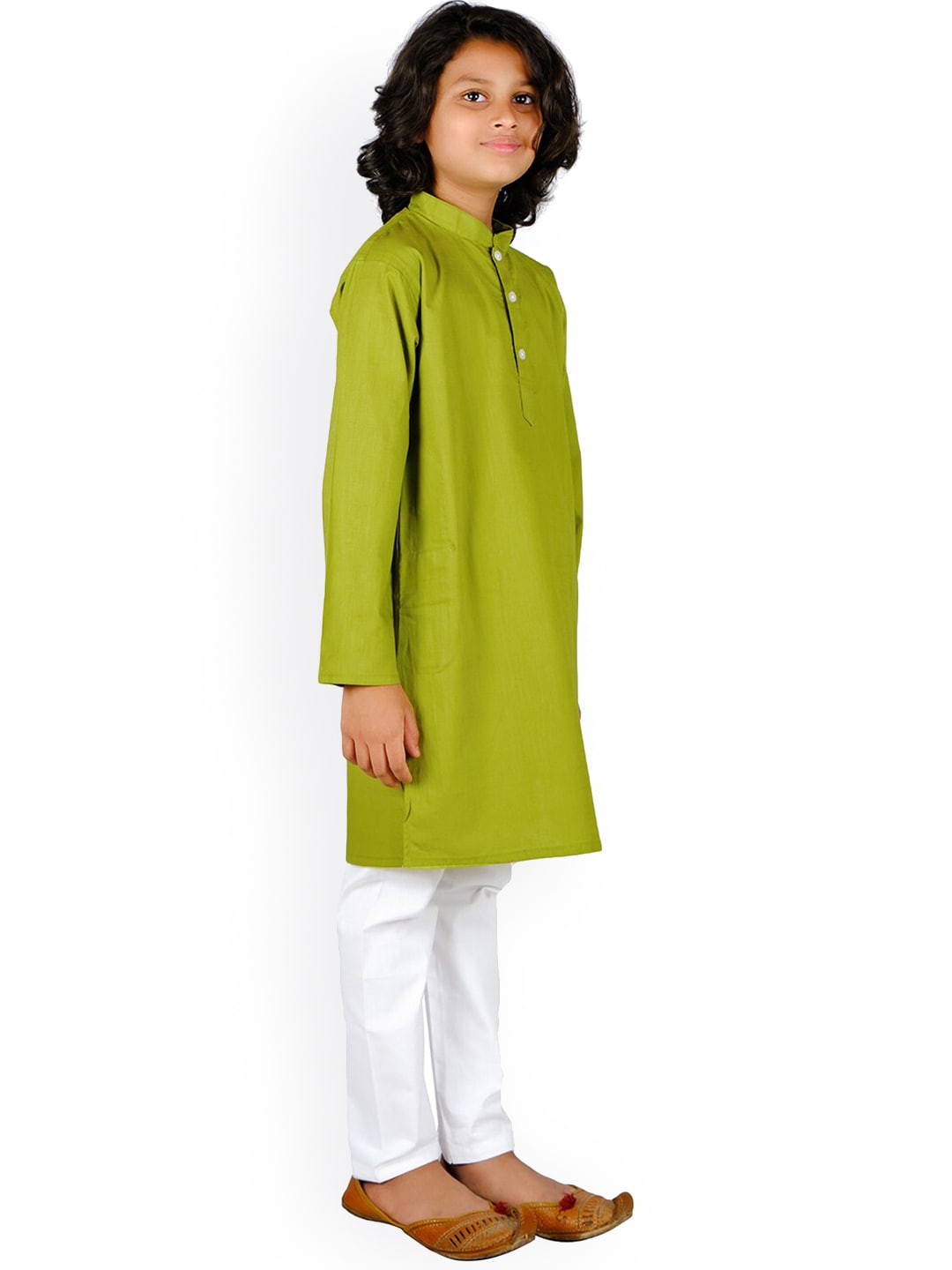 Sethukrishna Boys Green Solid Pure Cotton Kurta Set - Distacart