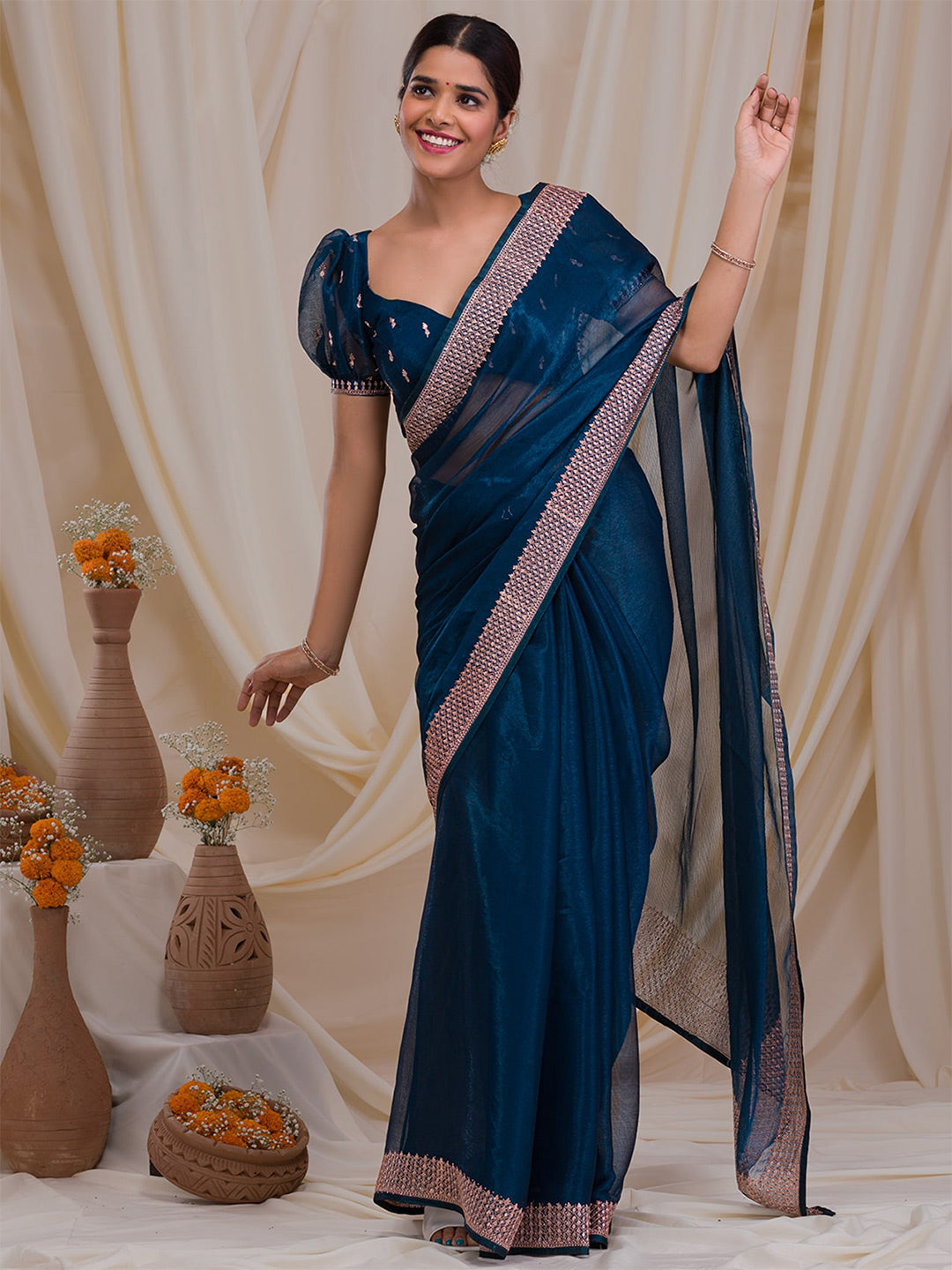 Koskii Embroidered Border Saree - Distacart