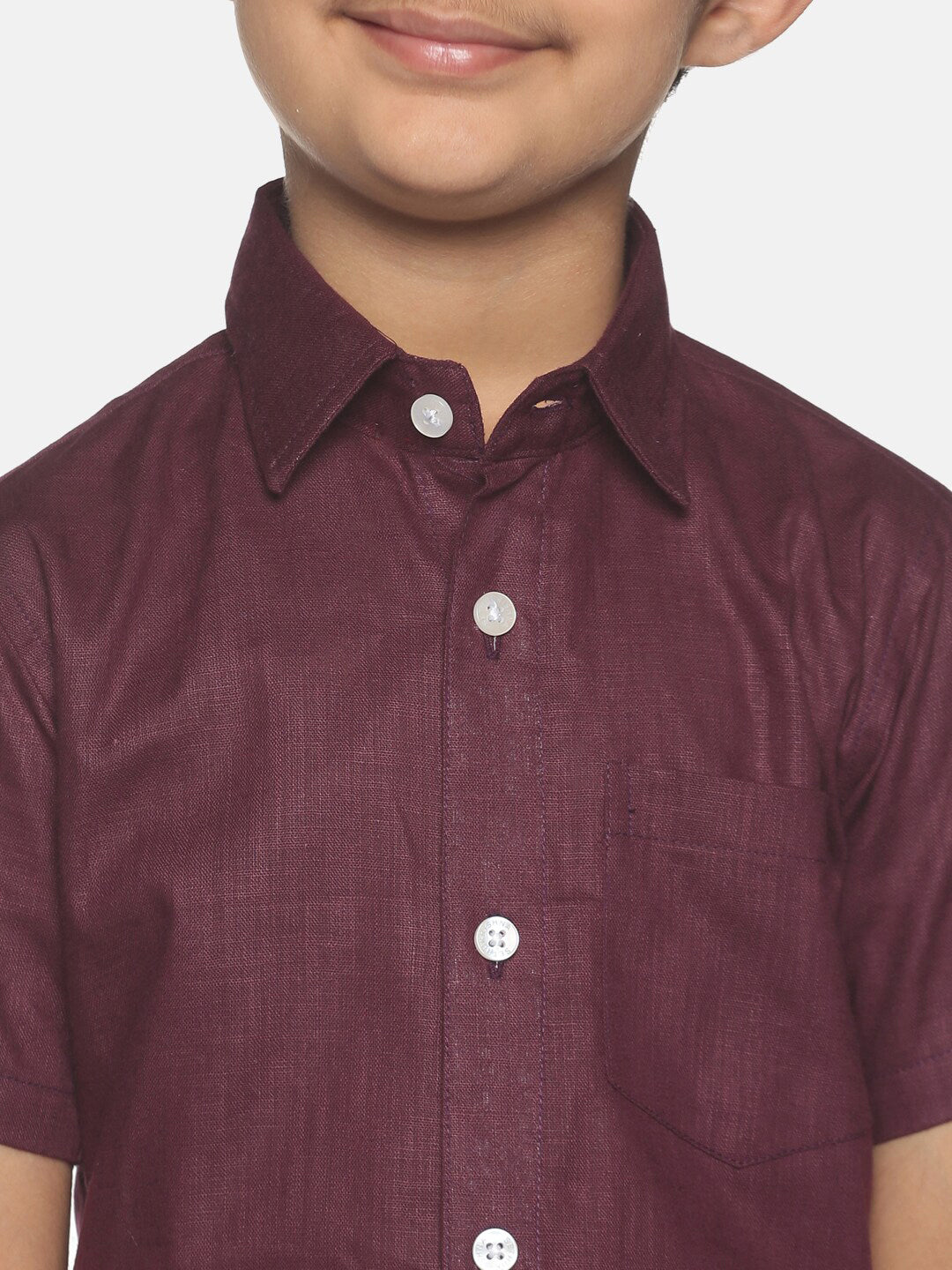 Sethukrishna Boys Maroon & White Pure Cotton Shirt with Dhoti - Distacart
