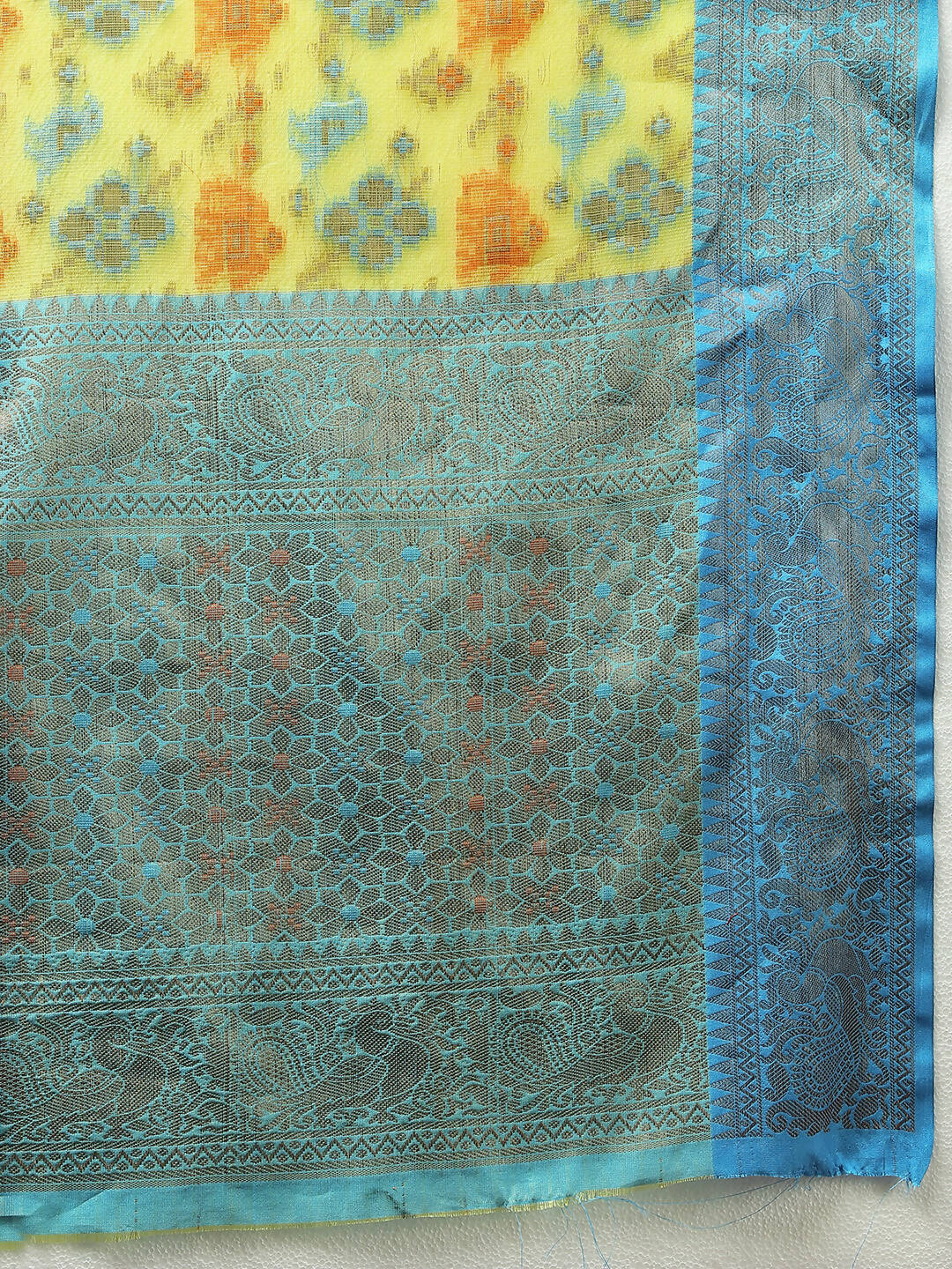 Lorenvalley Fashion Yellow Cotton Woven Design Zari Meenakari Weaving Saree - Distacart