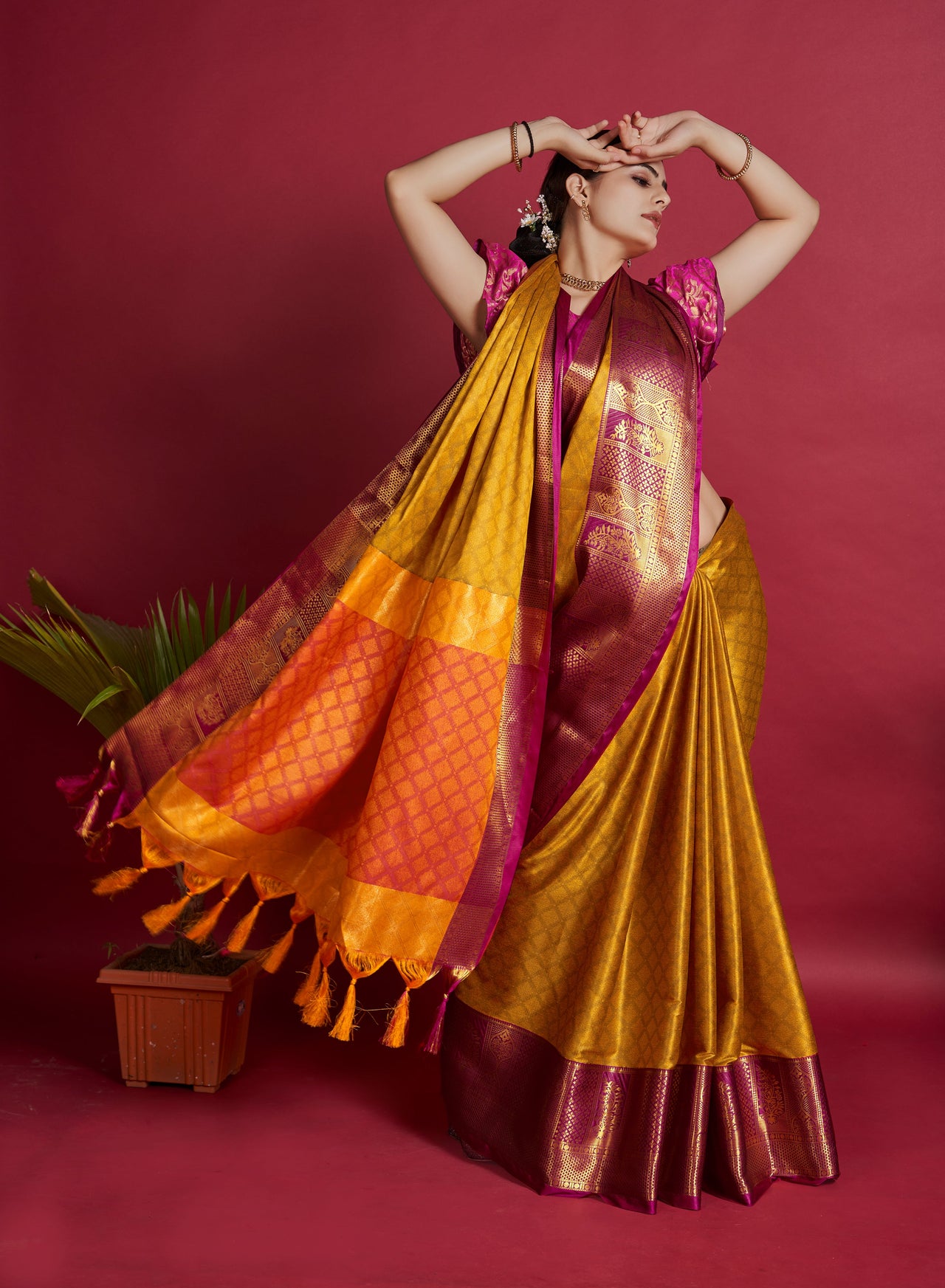 NOZ2TOZ Women's Party Wear Designer Soft Silk Yellow colour Saree with Zari Border Work - Distacart