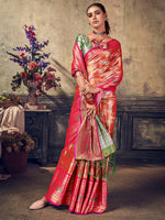 Thumbnail for Sangria Rust Ethnic Woven-Designed Festive Saree With Blouse Piece - Distacart