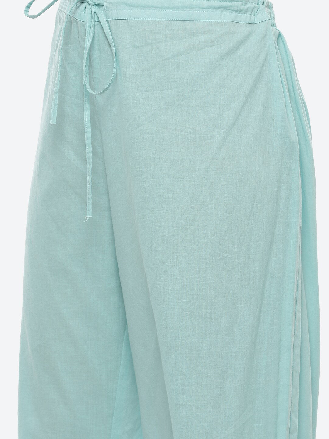 Biba Women Blue Floral Printed Empire Pure Cotton Kurta with Trousers - Distacart