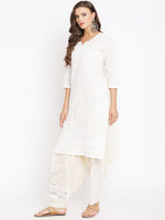 Thumbnail for Kalini Women Embroidered Chikankari Pure Cotton Kurta with Salwar & With Dupatta - Distacart