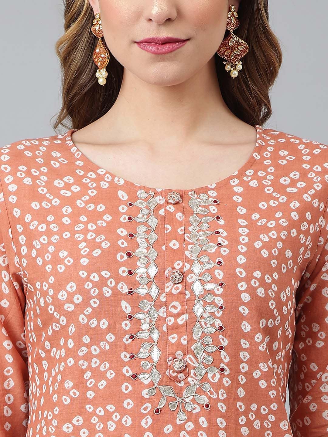 Khushal K Bandhani Printed Thread Work Kurta - Distacart