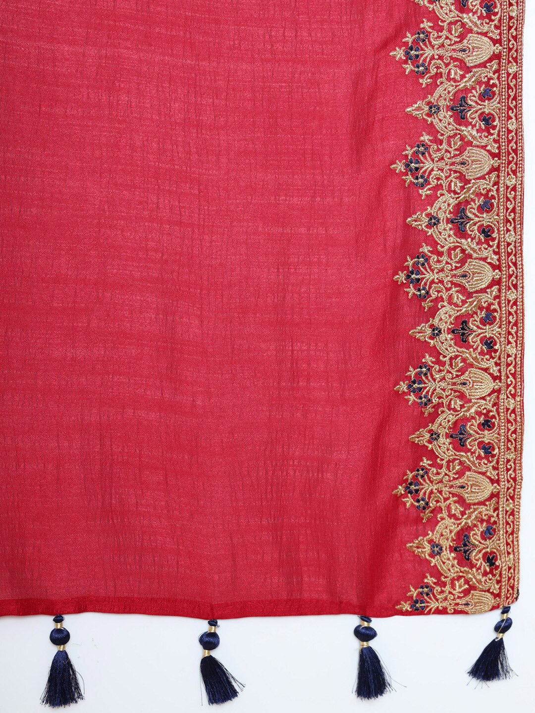 Soch Maroon & Black Floral Embroidered Silk Blend Saree - Distacart