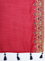 Thumbnail for Soch Maroon & Black Floral Embroidered Silk Blend Saree - Distacart
