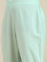 Thumbnail for Sangria Women Turquoise Blue Floral Embroidered Kurta with Palazzos - Distacart