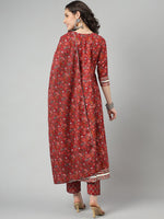 Thumbnail for Kalini Floral Printed Regular Pure Cotton Kurta with Trousers & Dupatta - Distacart