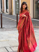 Thumbnail for Kalini Ethnic Motifs Woven Design Zari Saree - Distacart