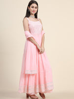 Thumbnail for Kalini Ethnic Motifs Embroidered Regular Thread Work Kurta With Palazzos & Dupatta - Distacart
