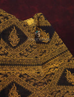 Thumbnail for Mustard Yellow And Chikoo Coloured Block Print Handloom Mulmul Cotton Saree By Gayathri Reddy Designer Studio - Distacart